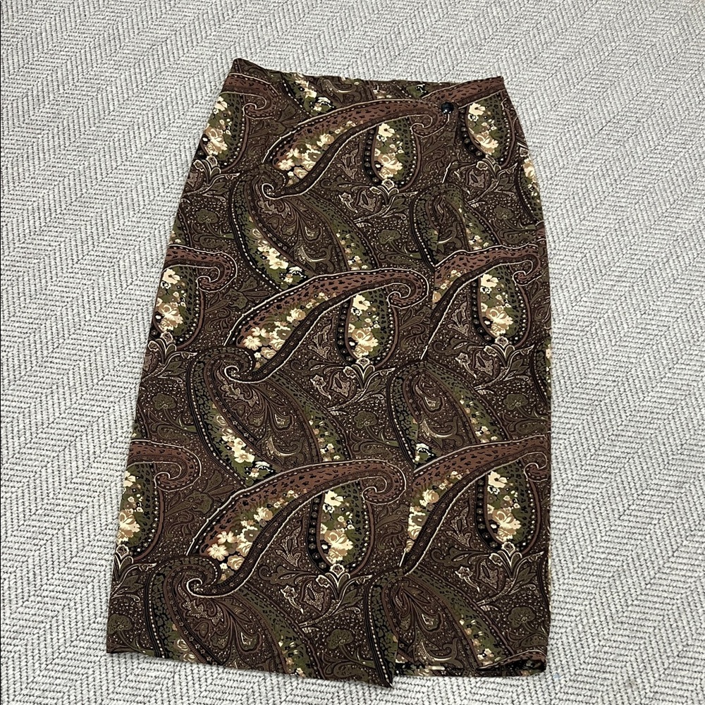 Paul Harris Design Paisley Patterned Brown Skirt